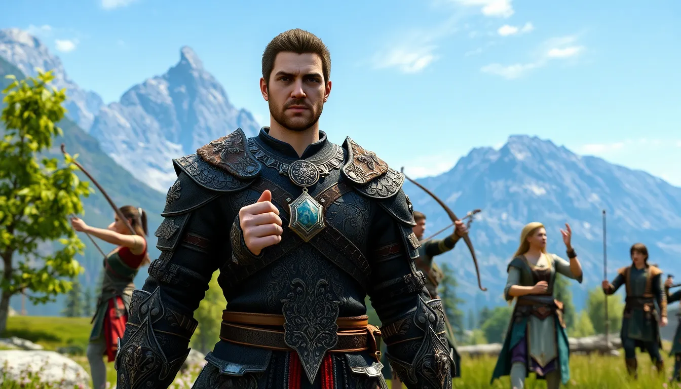 male character in Skyrim with marriage options in a fantasy landscape.